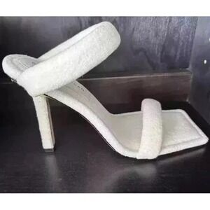 New White Sandals For 11.5 Slide Heels Comfy Terry Square Toe Good American